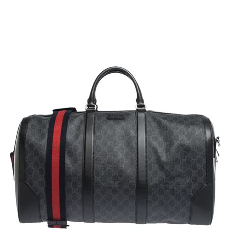 gucci duffle bag black leather|authentic gucci duffle.